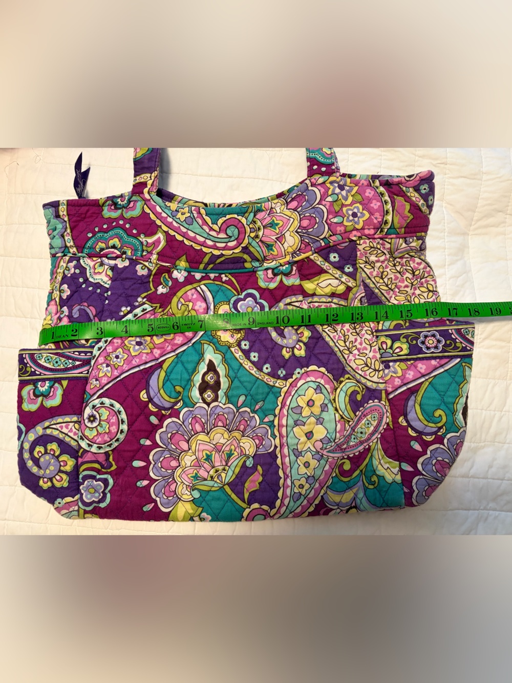 Vera Bradley Purple Paisley Quilted Tote with Teal and Pink Accents - Picture 6 of 7